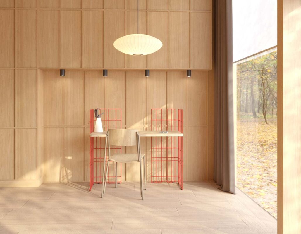 bureau wire dans maison d'architecte bois